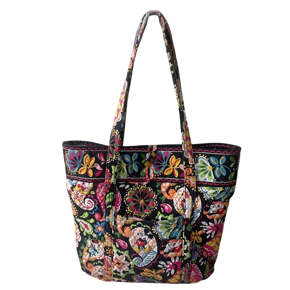Vera Bradley Disney Mickey Mouse Paisley Celebration Quilted Tote Bag Black